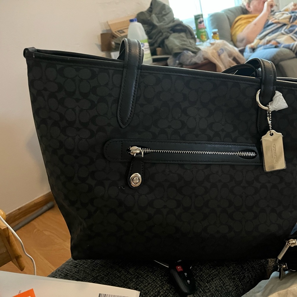Coach Black Signature Tote Bag